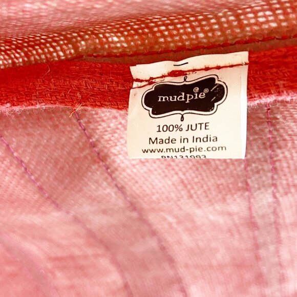 MUD PIE | Dazzle Jute Red Hot Pink Sequin Stripe Large Tote Bag - Picture 9 of 9